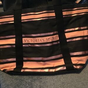 Victoria's Secret Black and Pink Shimmer Tote